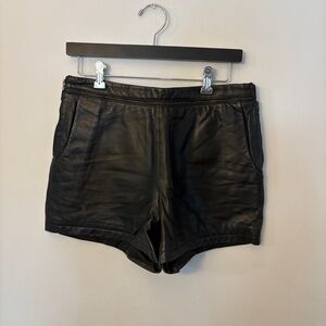 Stella & Jamie Black High Waist Leather Shorts